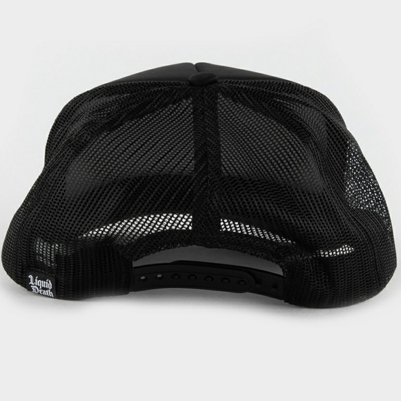 Liquid Death Vicious Death Skull Logo Black Trucker Hat - Picture 4 of 6